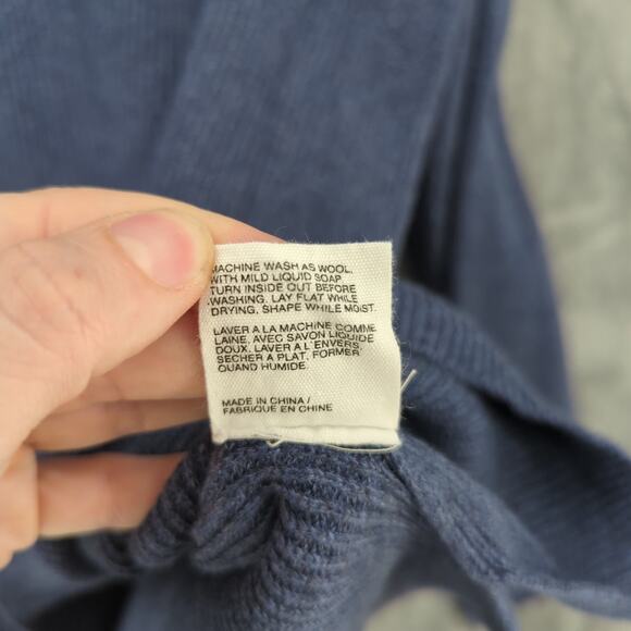 Mansted Sweater Womens XL Blue Fisherman Knit Minimalist Winter Pullover Navy - Picture 7 of 7